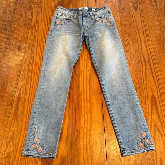 Lucky Brand Denim - Lucky Brand Light Blue Skinny Jeans with Pink Floral Embroidery